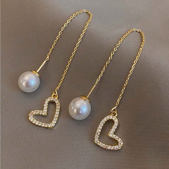 Bohemian heart drop earrings A764 - Picture 1 of 3